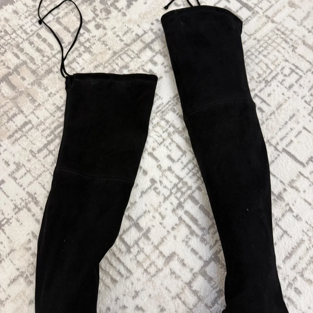 STUART WEITZMAN Genna Stretch-Suede Thigh Boots Pull On Style Drawstring‎ Sz 5
